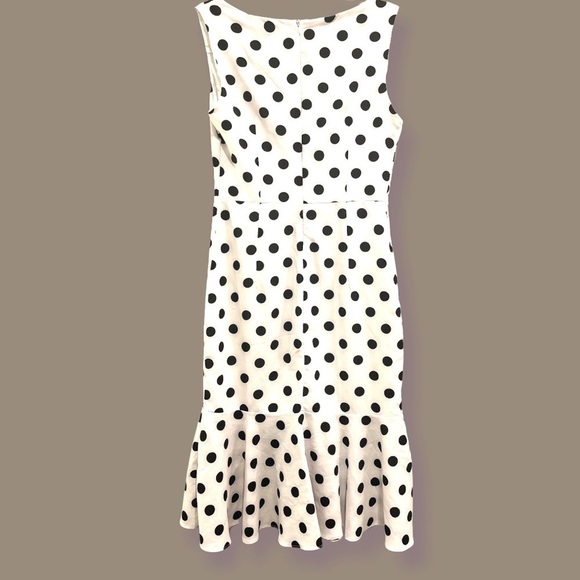 Polka dots mermaid ruffle dress size S/M petite Pretty Woman drop-waist peplum - Picture 4 of 15